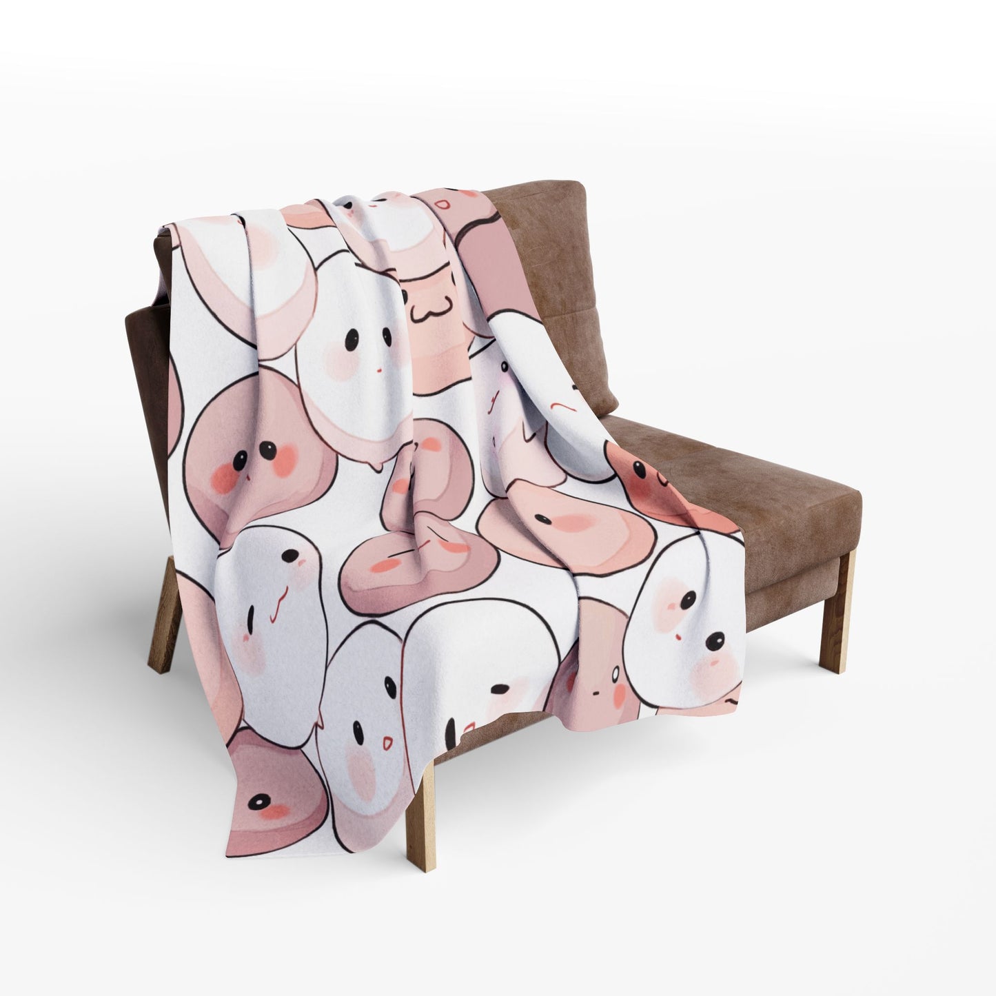 Fleece Blanket - Cute Marshmallow Characters Spring Theme