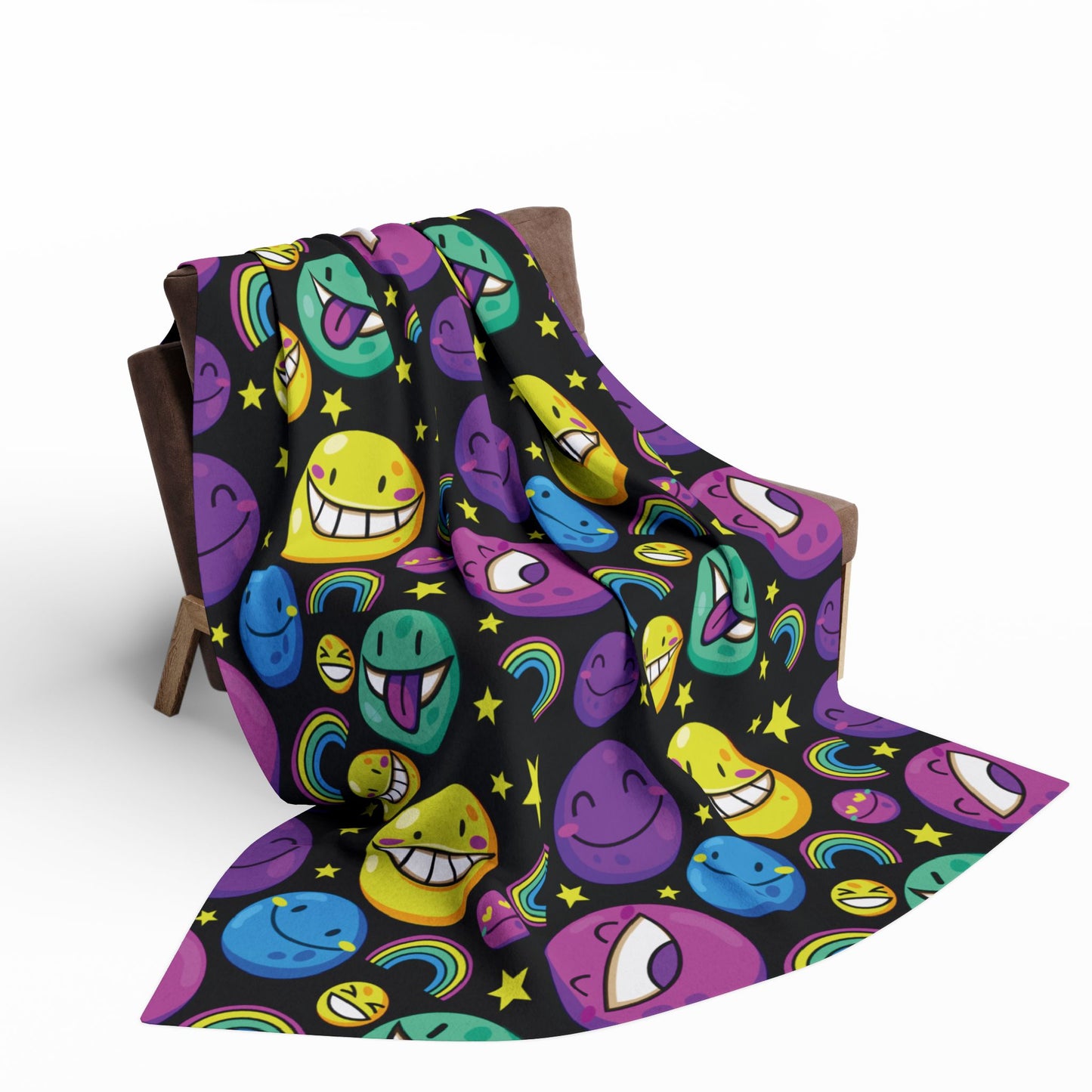 Colorful Emoji Fleece Blanket - Fun and Cozy Decor for Kids & Teens