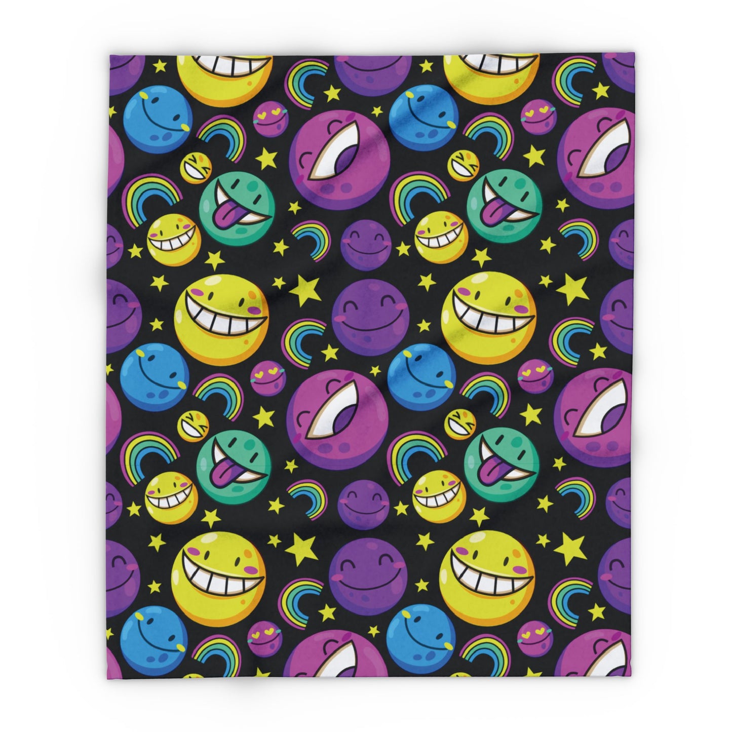 Colorful Emoji Fleece Blanket - Fun and Cozy Decor for Kids & Teens